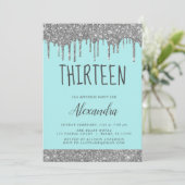 Silver Sparkle Glitter 13e dertien verjaardag Kaart (Staand voorkant)