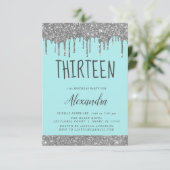 Silver Sparkle Glitter 13e dertien verjaardag Kaart (Staand voorkant)