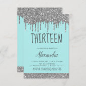 Silver Sparkle Glitter 13e dertien verjaardag Kaart (Voorkant / Achterkant)