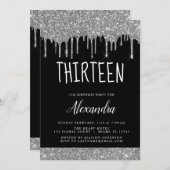 Silver Sparkle Glitter 13e dertien verjaardag Kaart (Voorkant / Achterkant)