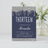 Silver Sparkle Glitter 13e dertien verjaardag Kaart (Staand voorkant)
