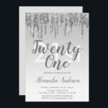 Silver Sparkle Glitter 21st Birthday Party Kaart<br><div class="desc">Silver Sparkle en Dripping Glitter Ombre Girly Birthday Party 21st (21ste) Birthday Party Invitation. Deze moderne 21-jarige uitnodiging is perfect voor de Glam Glitter Girly Party die op stijl wil vieren. Neem contact op met de ontwerper voor overeenkomende aangepaste objecten.</div>