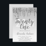 Silver Sparkle Glitter 21st Birthday Party Kaart<br><div class="desc">Silver Sparkle en Dripping Glitter Ombre Girly Birthday Party 21st (21ste) Birthday Party Invitation. Deze moderne 21-jarige uitnodiging is perfect voor de Glam Glitter Girly Party die op stijl wil vieren. Neem contact op met de ontwerper voor overeenkomende aangepaste objecten.</div>