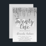 Silver Sparkle Glitter 21st Birthday Party Kaart<br><div class="desc">Silver Sparkle en Dripping Glitter Ombre Girly Birthday Party 21st (21ste) Birthday Party Invitation. Deze moderne 21-jarige uitnodiging is perfect voor de Glam Glitter Girly Party die op stijl wil vieren. Neem contact op met de ontwerper voor overeenkomende aangepaste objecten.</div>