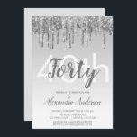 Silver Sparkle Glitter 40th Birthday Party Kaart<br><div class="desc">Silver Sparkle en Dripping Glitter Ombre Girly Birthday Party 40th Birthday Party Invitation. Deze moderne veertigste uitnodiging voor veertig jaar is perfect voor de moderne en elegante Sparkle Glitter Girly Party die het in stijl wil vieren. Neem contact op met de ontwerper voor overeenkomende aangepaste objecten.</div>
