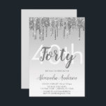 Silver Sparkle Glitter 40th Birthday Party Kaart<br><div class="desc">Silver Sparkle en Dripping Glitter Ombre Girly Birthday Party 40th Birthday Party Invitation. Deze moderne veertigste uitnodiging voor veertig jaar is perfect voor de moderne en elegante Sparkle Glitter Girly Party die het in stijl wil vieren. Neem contact op met de ontwerper voor overeenkomende aangepaste objecten.</div>