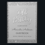 Silver Sparkle Glitter 50e verjaardag gastenboek Notitieboek<br><div class="desc">Luxe zilveren Sparkle Glitter 50e verjaardagsfeest gastenboek. Dit gastenboek is perfect voor de Silver Sparkle Glitter draaien van vijftig verjaardagsfeest op zoek om te vieren in zilver. Neem contact op met de ontwerper voor overeenkomende items.</div>