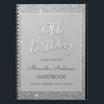 Silver Sparkle Glitter 50e verjaardag gastenboek Notitieboek<br><div class="desc">Luxe zilveren Sparkle Glitter 50e verjaardagsfeest gastenboek. Dit gastenboek is perfect voor de Silver Sparkle Glitter draaien van vijftig verjaardagsfeest op zoek om te vieren in zilver. Neem contact op met de ontwerper voor overeenkomende items.</div>