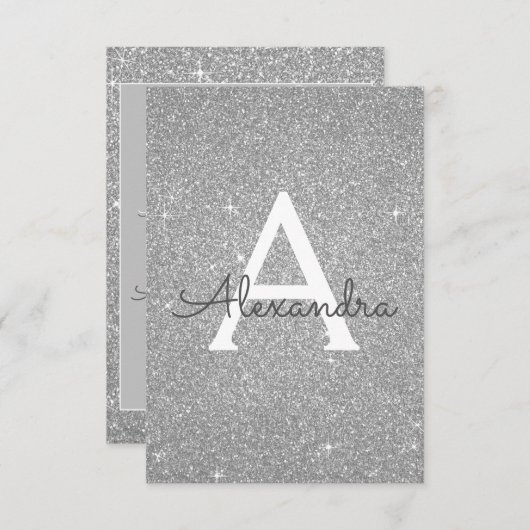 Silver Sparkle Glitter 50th Birthday Party Kaart (Voorkant / Achterkant)