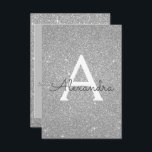 Silver Sparkle Glitter 50th Birthday Party Kaart<br><div class="desc">Silver Sparkle Glitter Girly Verjaardagsfeestje Monogram Naam en Initiaal 50ste Verjaardagsfeestuitnodiging. Deze vijftigste 50 verjaardagsuitnodiging is perfect voor de Sparkle Glitter Girly Party die in stijl wil vieren. Gepersonaliseerd producten kunnen op verzoek door de Designer worden gemaakt.</div>