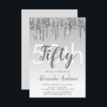 Silver Sparkle Glitter 50th Birthday Party Kaart<br><div class="desc">Silver Sparkle en Dripping Glitter Ombre Girly Birthday Party 50th Birthday Party Invitation. Deze moderne vijftigste verjaardag-uitnodiging is perfect voor de glam en de luxe Sparkle Glitter Girly Party die op stijl wil vieren. Neem contact op met de ontwerper voor overeenkomende aangepaste objecten.</div>