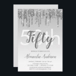 Silver Sparkle Glitter 50th Birthday Party Kaart<br><div class="desc">Silver Sparkle en Dripping Glitter Ombre Girly Birthday Party 50th Birthday Party Invitation. Deze moderne vijftigste verjaardag-uitnodiging is perfect voor de glam en de luxe Sparkle Glitter Girly Party die op stijl wil vieren. Neem contact op met de ontwerper voor overeenkomende aangepaste objecten.</div>