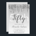 Silver Sparkle Glitter 50th Birthday Party Kaart<br><div class="desc">Silver Sparkle en Dripping Glitter Ombre Girly Birthday Party 50th Birthday Party Invitation. Deze moderne vijftigste verjaardag-uitnodiging is perfect voor de glam en de luxe Sparkle Glitter Girly Party die op stijl wil vieren. Neem contact op met de ontwerper voor overeenkomende aangepaste objecten.</div>