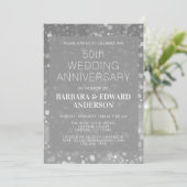 Silver Sparkle Glitter 50th Wedding Jubileum Kaart (Staand voorkant)