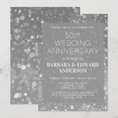 Silver Sparkle Glitter 50th Wedding Jubileum Kaart (Voorkant / Achterkant)
