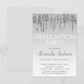 Silver Sparkle Glitter Afstudeerfeest Kaart (Voorkant / Achterkant)
