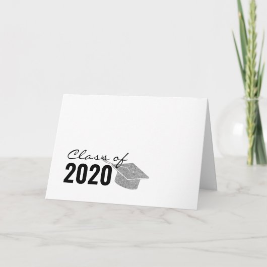 Silver Sparkle Glitter Afstuderen Klasse van 2020 Kaart (Voorkant)