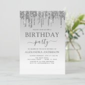 Silver Sparkle Glitter Any Age Verjaardag Kaart (Staand voorkant)