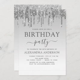 Silver Sparkle Glitter Any Age Verjaardag Kaart