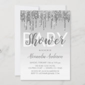 Silver Sparkle Glitter Baby shower Kaart (Voorkant)