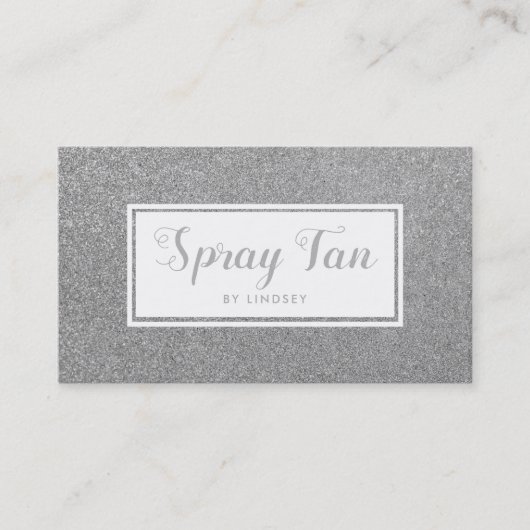 Silver Sparkle Glitter Beauty Spray Tan Salon Visitekaartje (Voorkant)