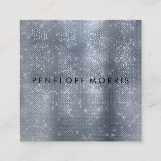 Silver Sparkle Glitter Beauty Stylist Vierkante Visitekaartje (Voorkant)