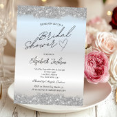 Silver Sparkle Glitter Bridal Shower  Kaart