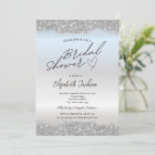 Silver Sparkle Glitter Bridal Shower  Kaart (Staand voorkant)