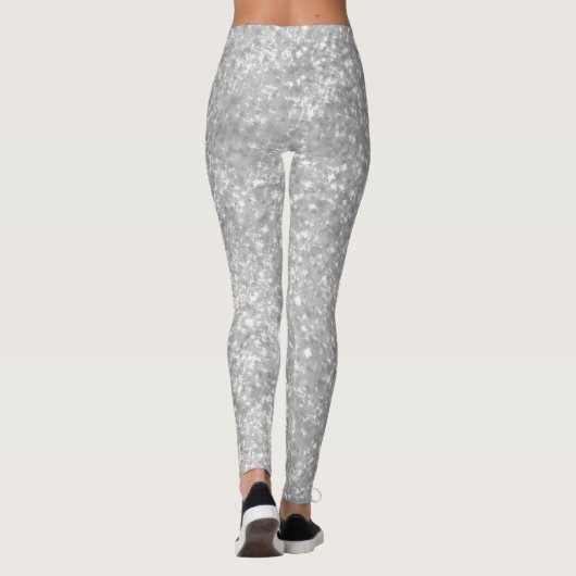 Silver Sparkle Glitter Elegant Leggings (Achterkant)