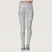 Silver Sparkle Glitter Elegant Leggings (Voorkant)
