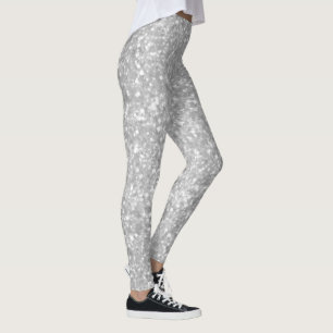 Silver Sparkle Glitter Elegant Leggings