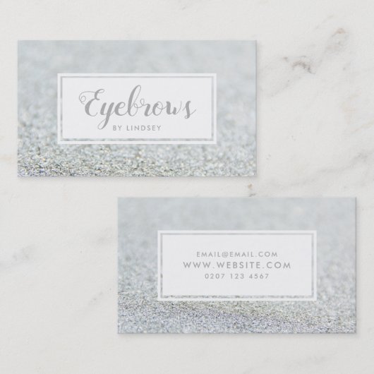 Silver Sparkle Glitter Eyebrows maken artiest Visitekaartje (Voorkant / Achterkant)