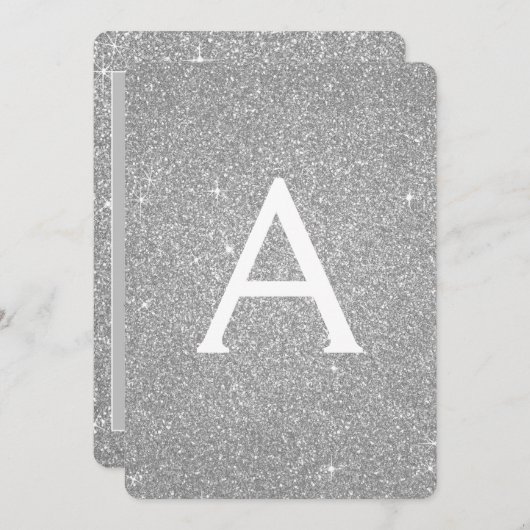 Silver Sparkle Glitter Girly Verjaardagsfeestje Kaart (Voorkant / Achterkant)