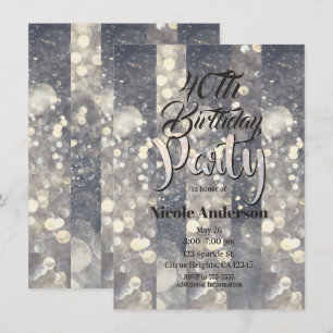 Silver Sparkle Glitter Glamor Glam Modern Party Kaart