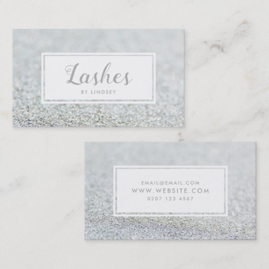 Silver Sparkle Glitter Lashes vormen kunstenaar Visitekaartje (Voorkant / Achterkant)