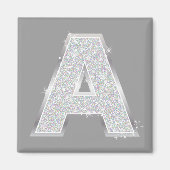 Silver Sparkle Glitter Letter A Monogram Magneet (Voorkant)