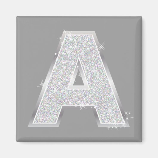 Silver Sparkle Glitter Letter A Monogram Magneet (Voorkant)