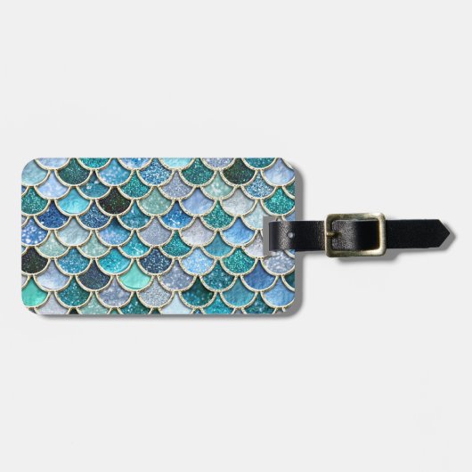 Silver Sparkle Glitter Mermaid Scales Bagagelabel (Voorkant horizontaal)