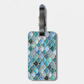 Silver Sparkle Glitter Mermaid Scales Bagagelabel (Achterkant verticaal)