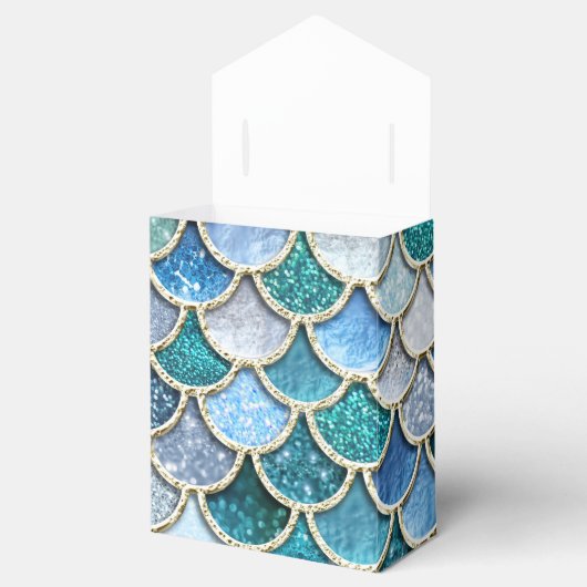 Silver Sparkle Glitter Mermaid Scales Bedankdoosjes (Geopend)