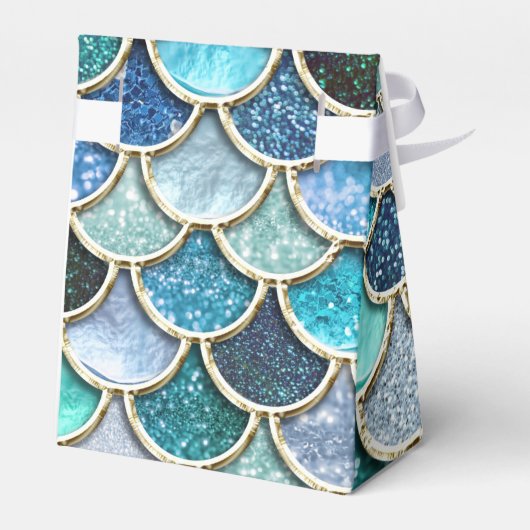 Silver Sparkle Glitter Mermaid Scales Bedankdoosjes (Achterkant)