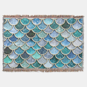 Silver Sparkle Glitter Mermaid Scales Deken