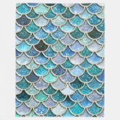 Silver Sparkle Glitter Mermaid Scales Fleece Deken (Voorkant)