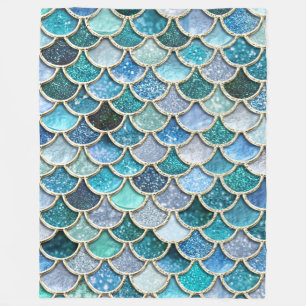 Silver Sparkle Glitter Mermaid Scales Fleece Deken