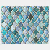 Silver Sparkle Glitter Mermaid Scales Fleece Deken (Voorkant (Horizontaal))