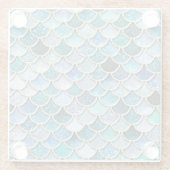 Silver Sparkle Glitter Mermaid Scales Glazen Onderzetter (Achterkant)