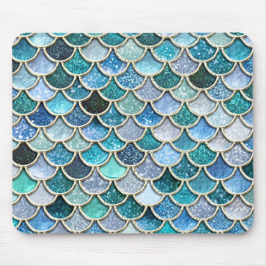 Silver Sparkle Glitter Mermaid Scales Muismat (Voorkant)