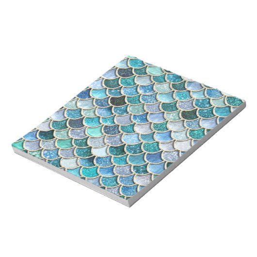 Silver Sparkle Glitter Mermaid Scales Notitieblok (Linkerzijde)