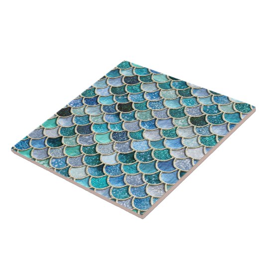 Silver Sparkle Glitter Mermaid Scales Tegeltje (Zijkant)