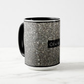 Silver Sparkle Glitter met persoonlijke naam Mok (Voorkant links)